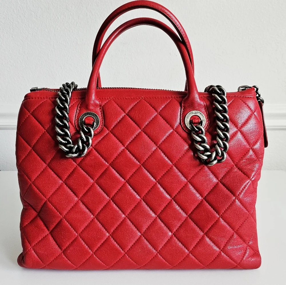 Chanel Red Boy Chained Two-way Tote